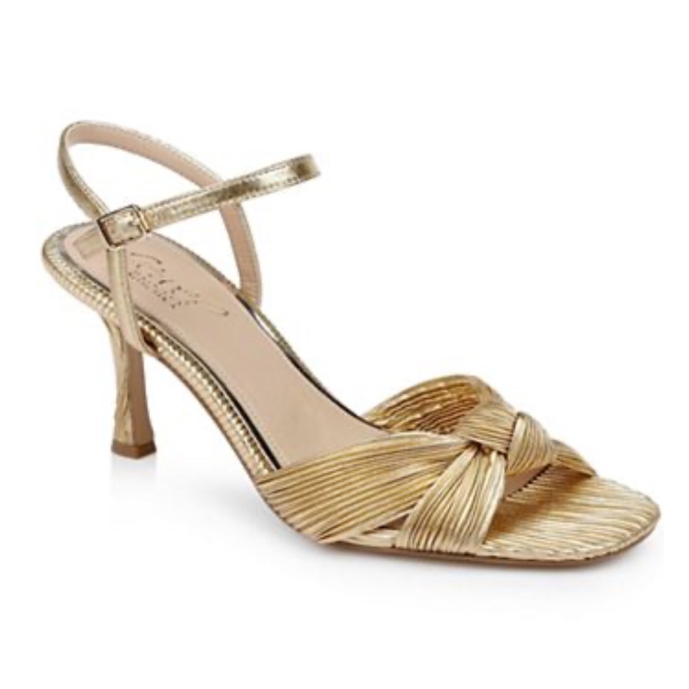 Jewel Badgley Mischka Metallic Gold Strappy Heels